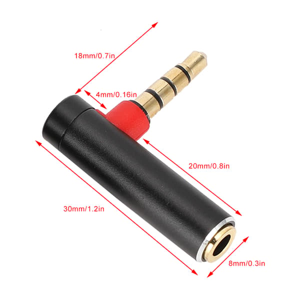 2 STK 3,5 mm han til hun lydadapter retvinklet stereo hovedtelefonkabelstik sort
