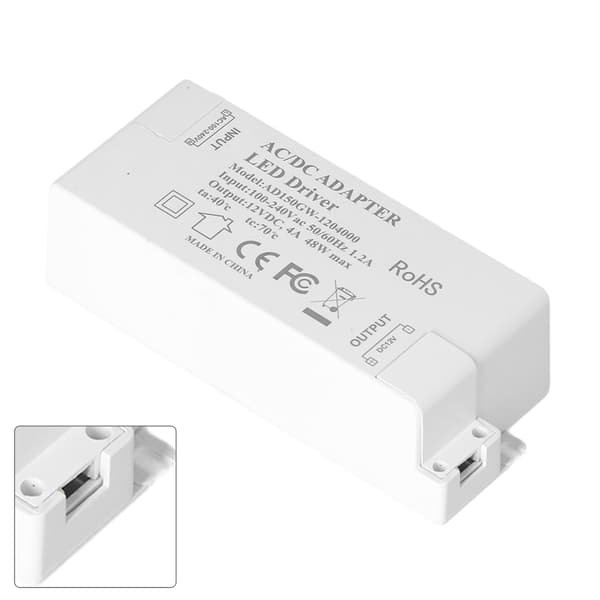 LED-strømforsyning DC12V 4A 48W LED-driver, AC100-240V til DC12V-transformer til indendørs stripelys