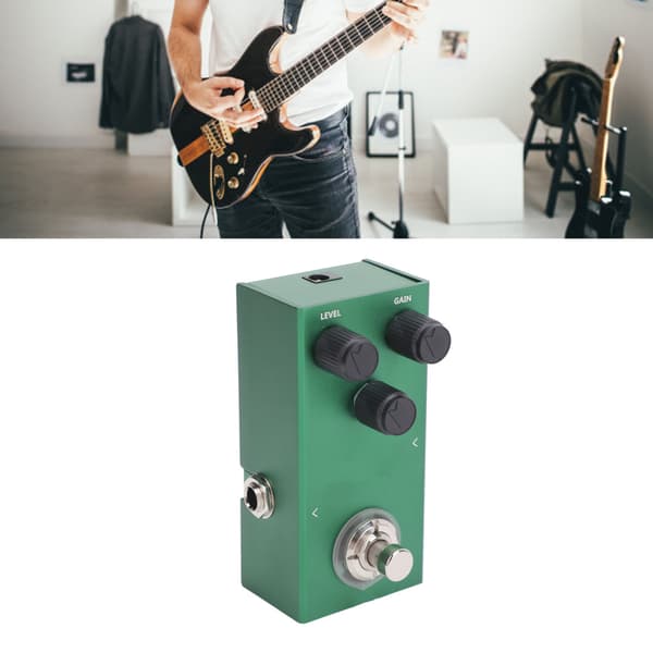 Guitar Overdrive Effektpedal Mini Aluminiumlegering med Drive Level Tone Kontrolknapper til Elbas