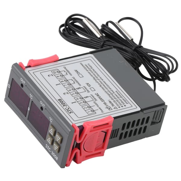 Termostatregulator med dubbel display och dubbla prober, 110-220VAC