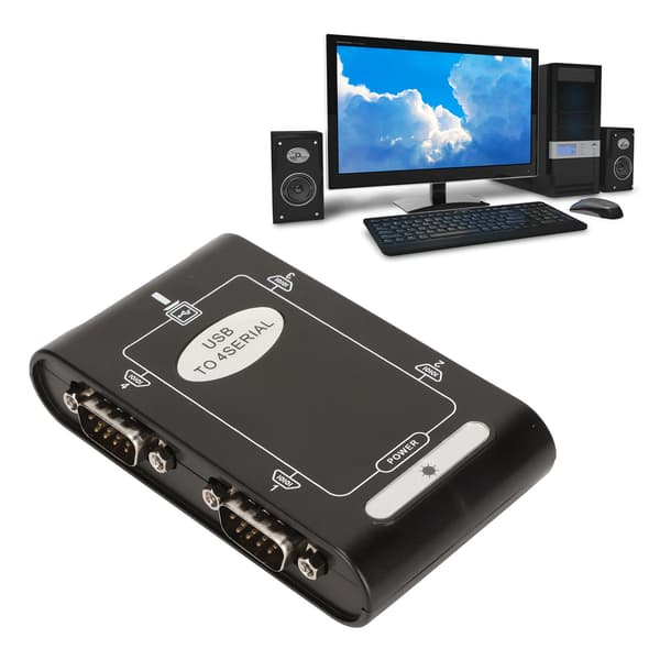 USB till seriell adapter 4 RS232-port COM-reservfunktion DB9 Kompakt USB till RS232-adapter för Windows 10 8 7