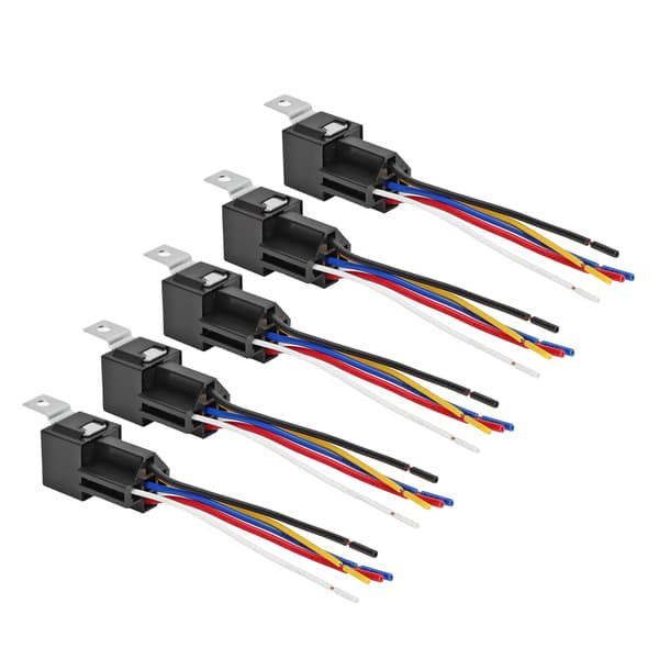 5-pack bilrelä 12V 40A 5-stift 5-tråds förreglingssockelsats för bilanvändning