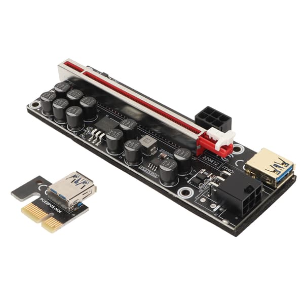 PCIE Riser Powered Adapter Card 6 Pin Kompatibel 1X 4X 8X 16X PCIE Interface Plug and Play USB Riser Powered Adapter Card Sort