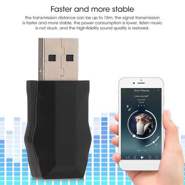 2-in-1 USB Bluetooth 5.0 -sovitin, lähetin-vastaanotinlaitteen lisävaruste