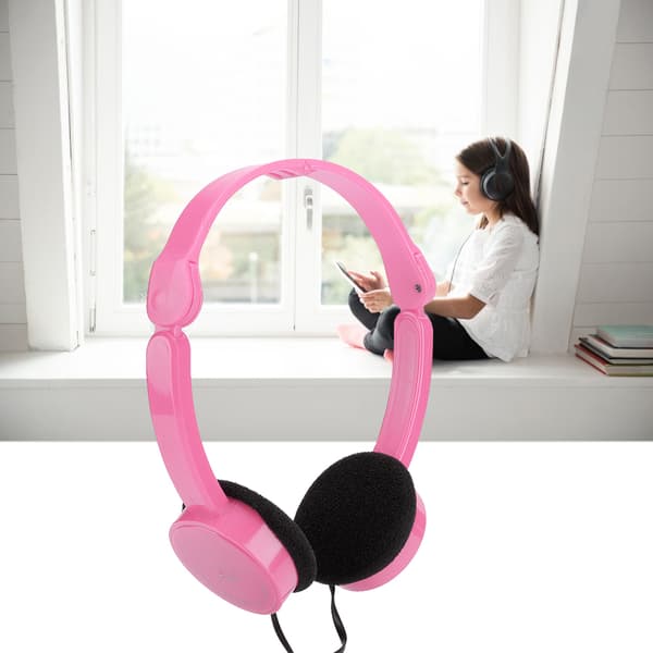 Sammenfoldeligt kablet stereoheadset Børnehovedtelefon med mikrofon til smartphone tablet-pink