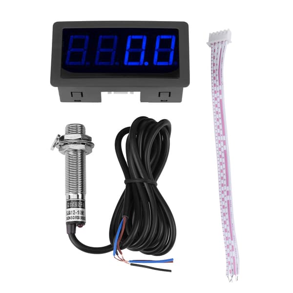 4 Digital LED Tachometer RPM Speed Meter Hall Nærhedskontakt Sensor NPN (Blå)