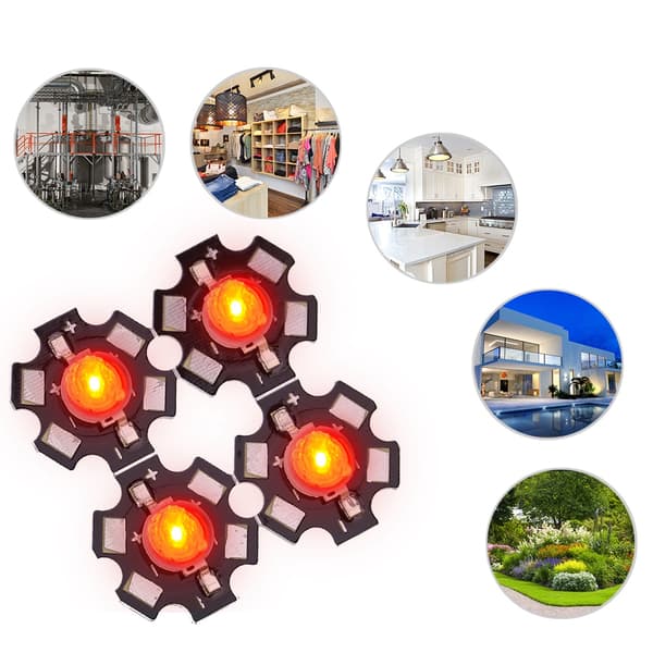 3W højeffektive LED-lampeperler Emitter Diode Chips til DIY-belysningsarmaturer Rød