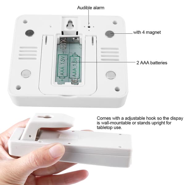 Digital trådlös kylskåpstermometer med hörbart larm, 2 sensorer, min/max-display