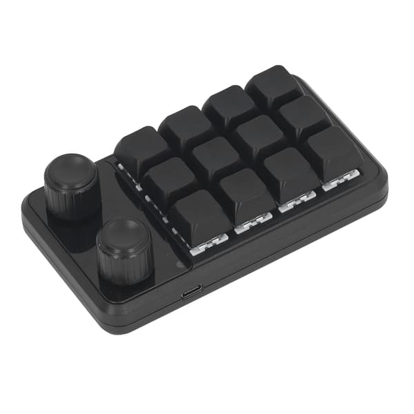 RGB Makro Gaming Tastatur 12-taster 2-knapper, Blå Switch, Sort, Programmerbar RGB til Industriel Brug