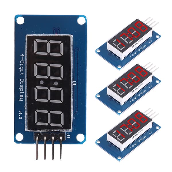 4 stk. 4-cifret LED-displaymodul Rød TM1637-driver Justerbar lysstyrke Segmentur
