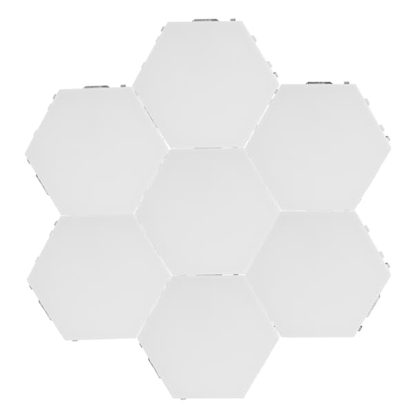 Modern Hexagonformad DIY Väggdekorationslampa för Sovrum Vardagsrum 100V-240V 7 Lampor med Strömadapter