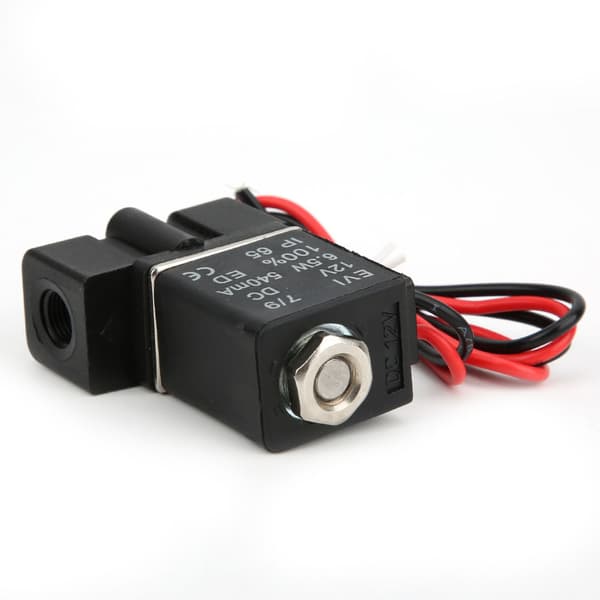Snabb respons plast elektrisk magnetventil 12V DC 2 position 2-vägs luft vatten olja G1/8