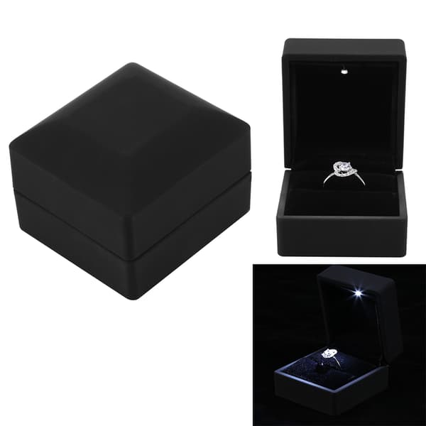 LED-ringdisplayfodral för förlovningsbröllopssmycken, presentförvaringslåda med ljus (ringlåda)