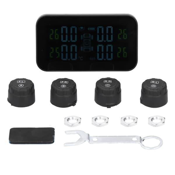 LCD-display Bil TPMS Däcktrycksövervakningssystem med sensor Solcellsladdning USB-laddning
