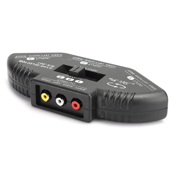 3 ind 1 ud Audio Video RCA Splitter Sort Switch Selector med AV-kabel til DVD VCD VCR Sort
