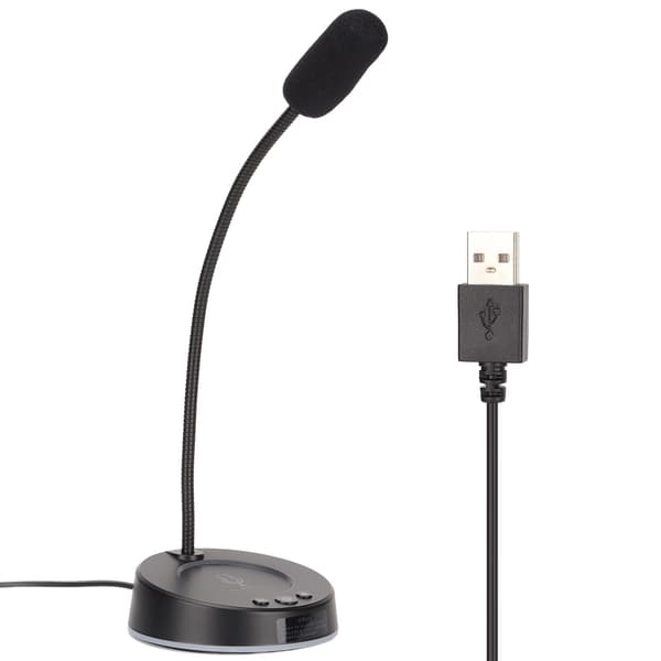 Skrivebordsmikrofon Støjreduktion 360 Graders Metalslange Anti-interferens RGB USB Computermikrofon til Kontormøder