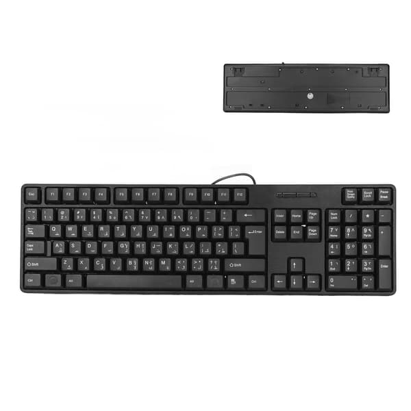 Arabisk tastatur 104 taster USB-interface kablet design sort ABS-materiale kontortastatur til stationære computere