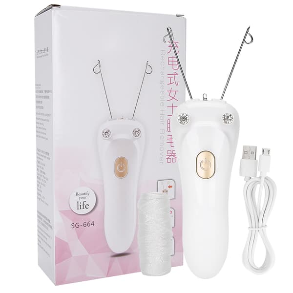 Elektrisk tråd-epilator hårfjerner USB-opladning bomuldstråd-epilator (vært bomuldstråd USB-kabel)(Guld)