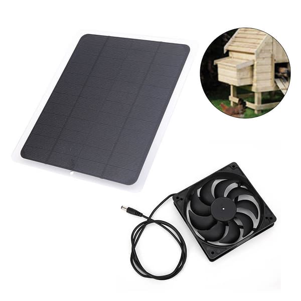 10W 12V solpanel batterioplader med USB-udgang, kæledyrsudsugningsventilatorsæt