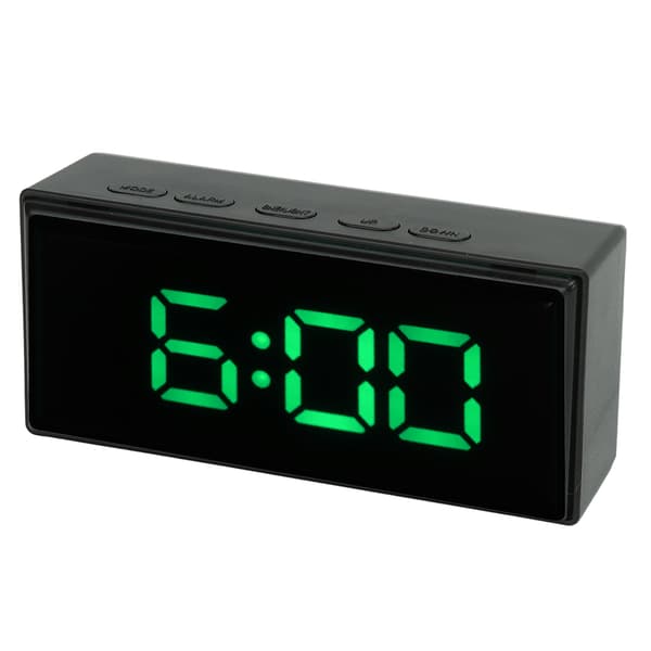 Smart LED-väckarklocka, ljussensor automatisk dimning, dubbel display, snooze, grön