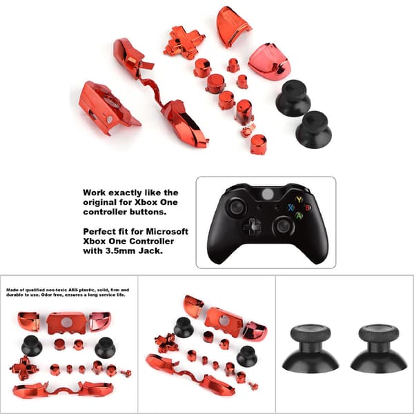 Fullständiga knappset Mod Ersättningsdel för Microsoft Xbox One Controller 3.5mm Jack (Röd)