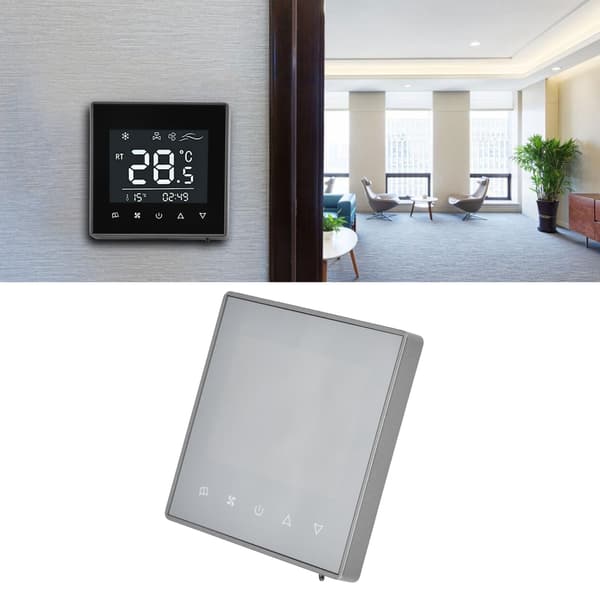 Digital Termostat LCD-skærm Touchscreen Smart Aircondition Temperaturregulator til Hjem Hotel AC220V Grå