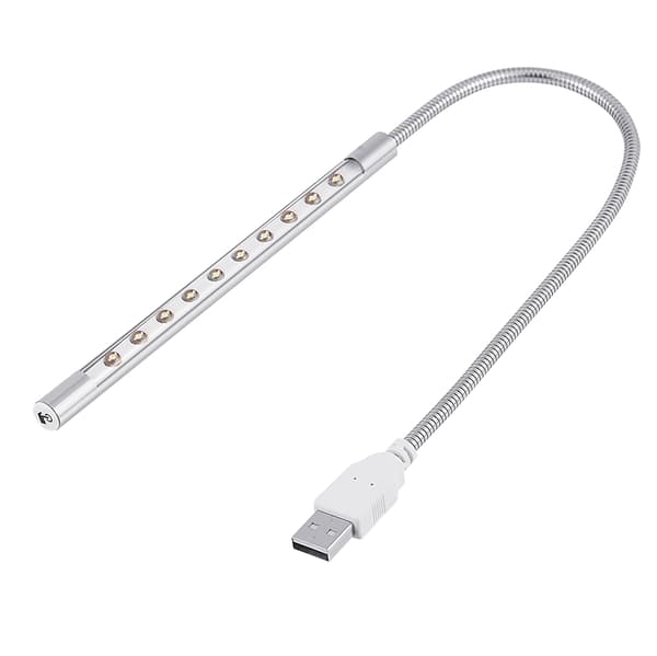Bærbar Stilfuld Høj Lysstyrke USB 10 Stk. LED-lampe Pærer Lys til PC/Laptop Sølv
