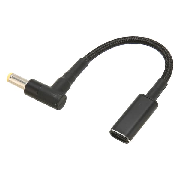 USB C til DC 5.5x2.5mm adapter nylonstrikket 100W dobbeltchip sikker USB C hun til han adapter til bærbar computer