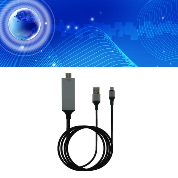 Adapterkabel Typ C till High Definition Multimedia Interface Kabeladapter PVC Koppar för Telefon Bärbar Dator Svart