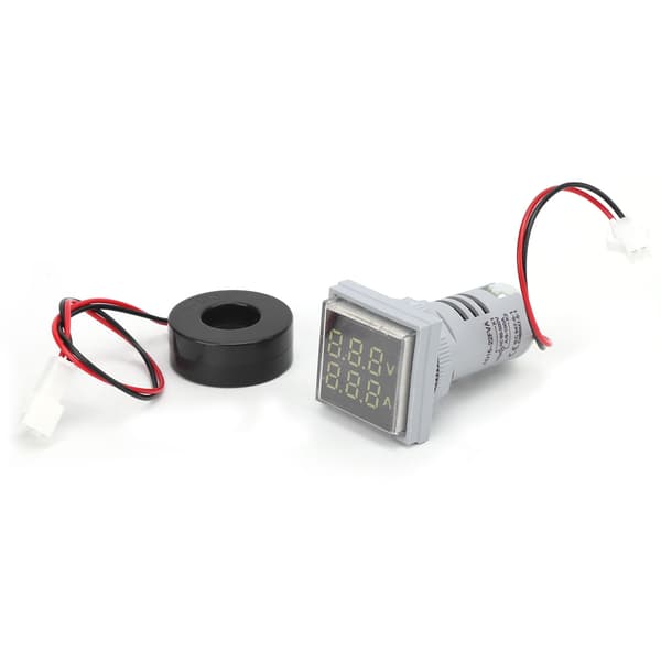 AD16-22FVA 2-i-1 Spännings- och Strömtestmätare, Vit, 22mm LED-display