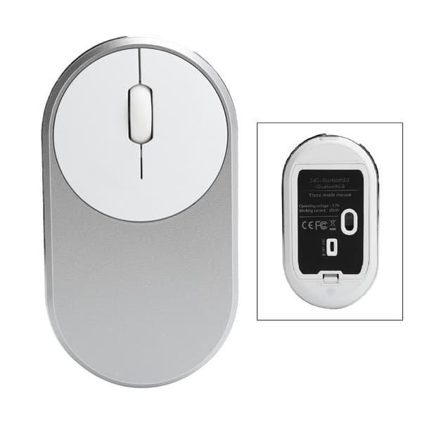 2.4Ghz Trådløs Mus Genopladelig Bluetooth Optisk USB Plugin Notebook Kontor Tilbehør (Sølvgrå)