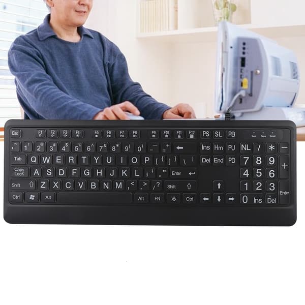 Ergonomisk USB-interface Multimedia LED Hvid Baggrundsbelyst Tastatur til Ældre Mænd