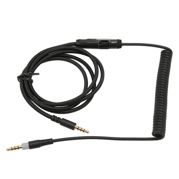 Oprullet hovedtelefonkabel Erstatningsheadset lydkabel med lydstyrketast til Kingston HyperX Cloud Mix Cloud Alpha