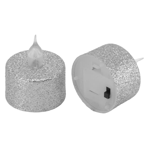 Flamlösa LED-värmeljus batteridrivna silver 12-pack för julbröllopsdekoration