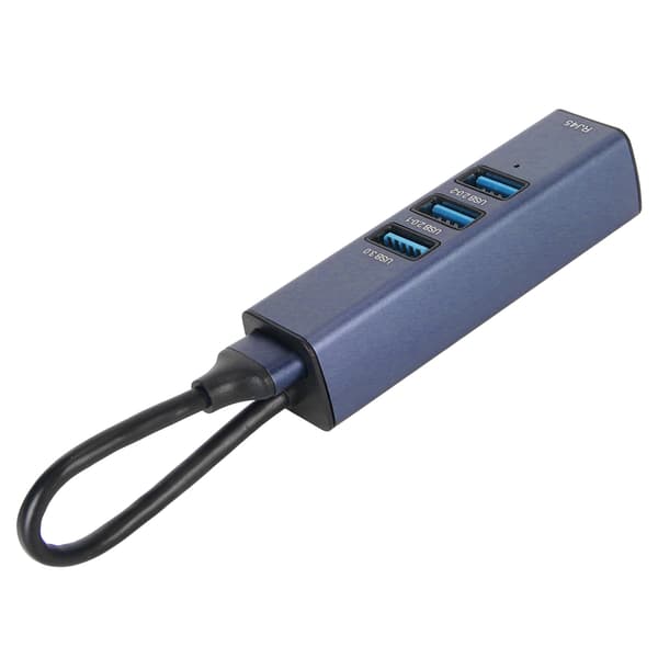 USB til Ethernet-adapter 4 porte 100 Mbps 5 Gbps aluminiumslegering USB 3.0-hub til bærbar computer, stationær computer, tablet