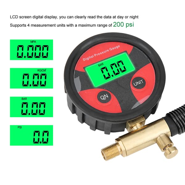 Bil Multifunktion LCD Digital Dæk Dæktryk Luftpumpe Måler Tester