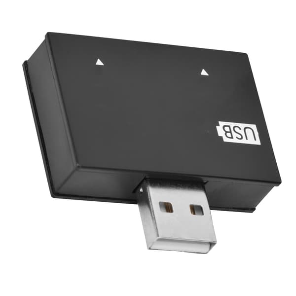 Hub USB2.0 Han til 2-ports USB Dobbelt Oplader Splitter Adapter Konverter Koncentrator (Sort)