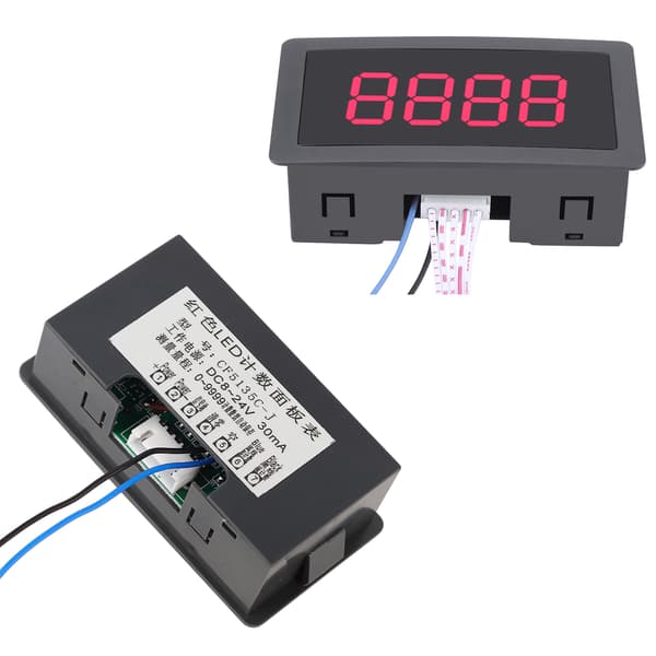 DC LED Digital Display 4 Cifre 0‑9999 Op/Ned Plus/Minus Panel Tæller Måler Rød