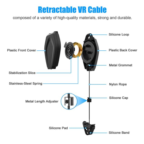 6 stk. VR-kabelstyring VR-kabelstyring til Quest 2 til Rift til Rift S til Valve Index til HTC Vive til HP Reverb G2 til PSVR Link-kabel
