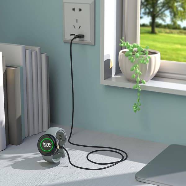 Ur-oplader til Google Pixel Bærbar USB Magnetisk Trådløs Ur-opladerkabel til Hjemmerejse Kontor Sort