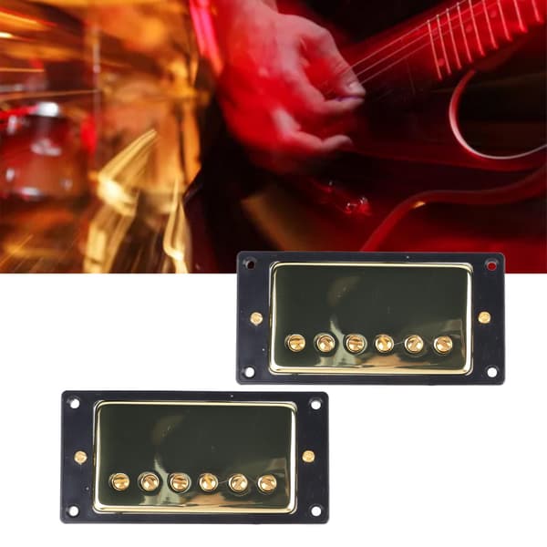 Elgitarr Pickup Metall Dubbelspole för LP Svart Ram Pickup Gitarrdelar Ersättning Guld