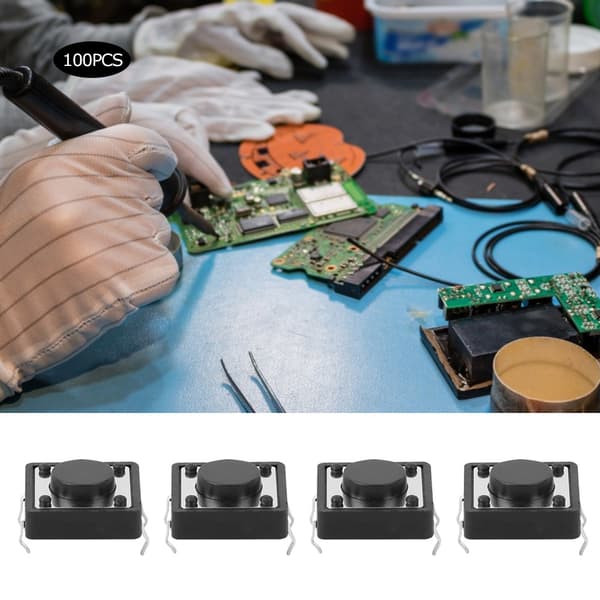 100 st taktil tryckknappsbrytare, 12x12x5mm mikro momentan mini PCB-knapp