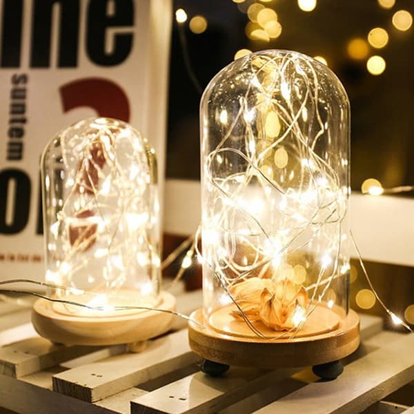 2 st flaskkorklampor LED-flaskljusslingor USB-uppladdningsbara mini-älvljusslingor