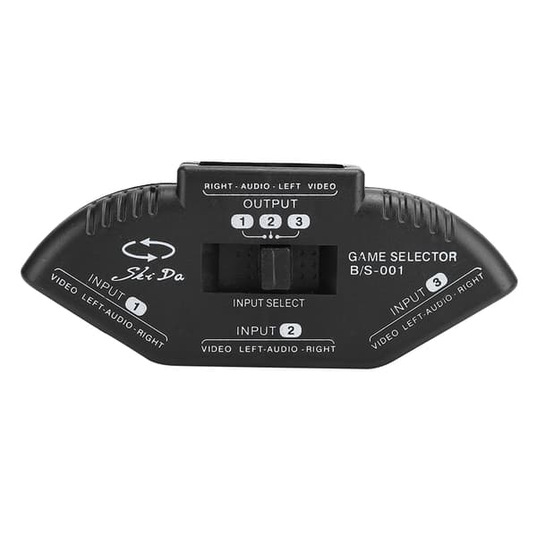 3 ind 1 ud Audio Video RCA Splitter Sort Switch Selector med AV-kabel til DVD VCD VCR Sort