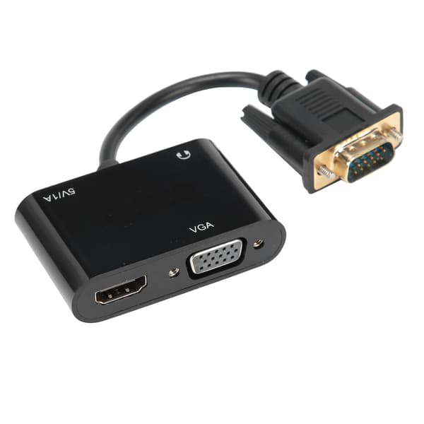 VGA til HDMI-adapter 3-i-1 strømkonverter TV-projektorskærme med lyd til bærbar computer sort