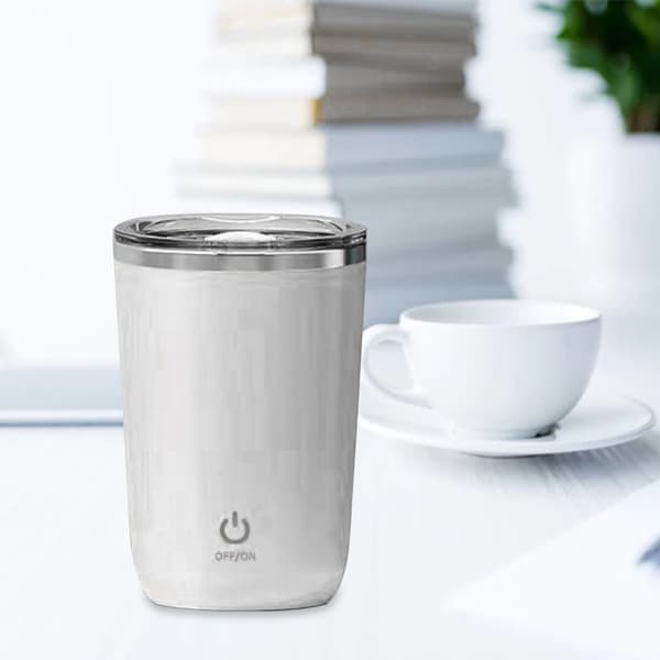 350 ml magnetisk selvomrørende kaffekrus, vaskbart, indvendig foring i rustfrit stål til mælk og mere