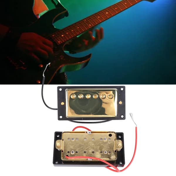 Elgitarr Pickup Metall Dubbelspole för LP Svart Ram Pickup Gitarrdelar Ersättning Guld