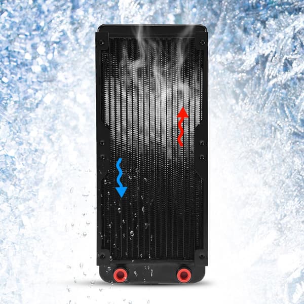 240MM Aluminium Computer Radiator Vandkøling Køler 18 Rør Varmeveksler CPU Køleplade