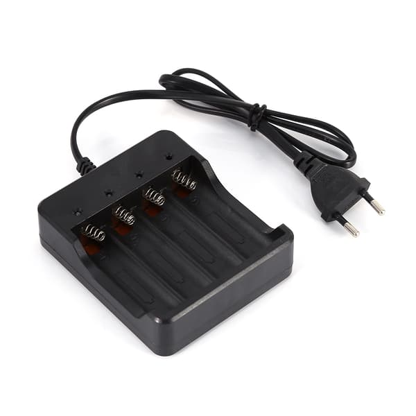 4-slots batterioplader til 18650 genopladeligt lithiumbatteri EU-stik