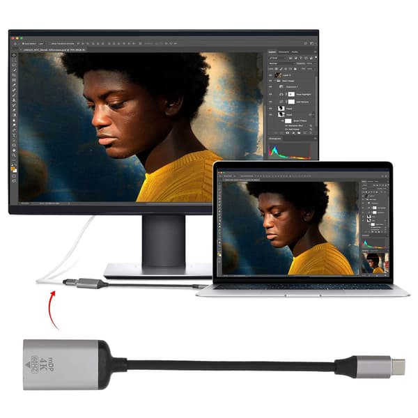 USB C til DisplayPort-adapter 4K 60Hz aluminiumslegering Plug and Play USB C til Mini DP-adapter til bærbar computer, telefon, tablet
